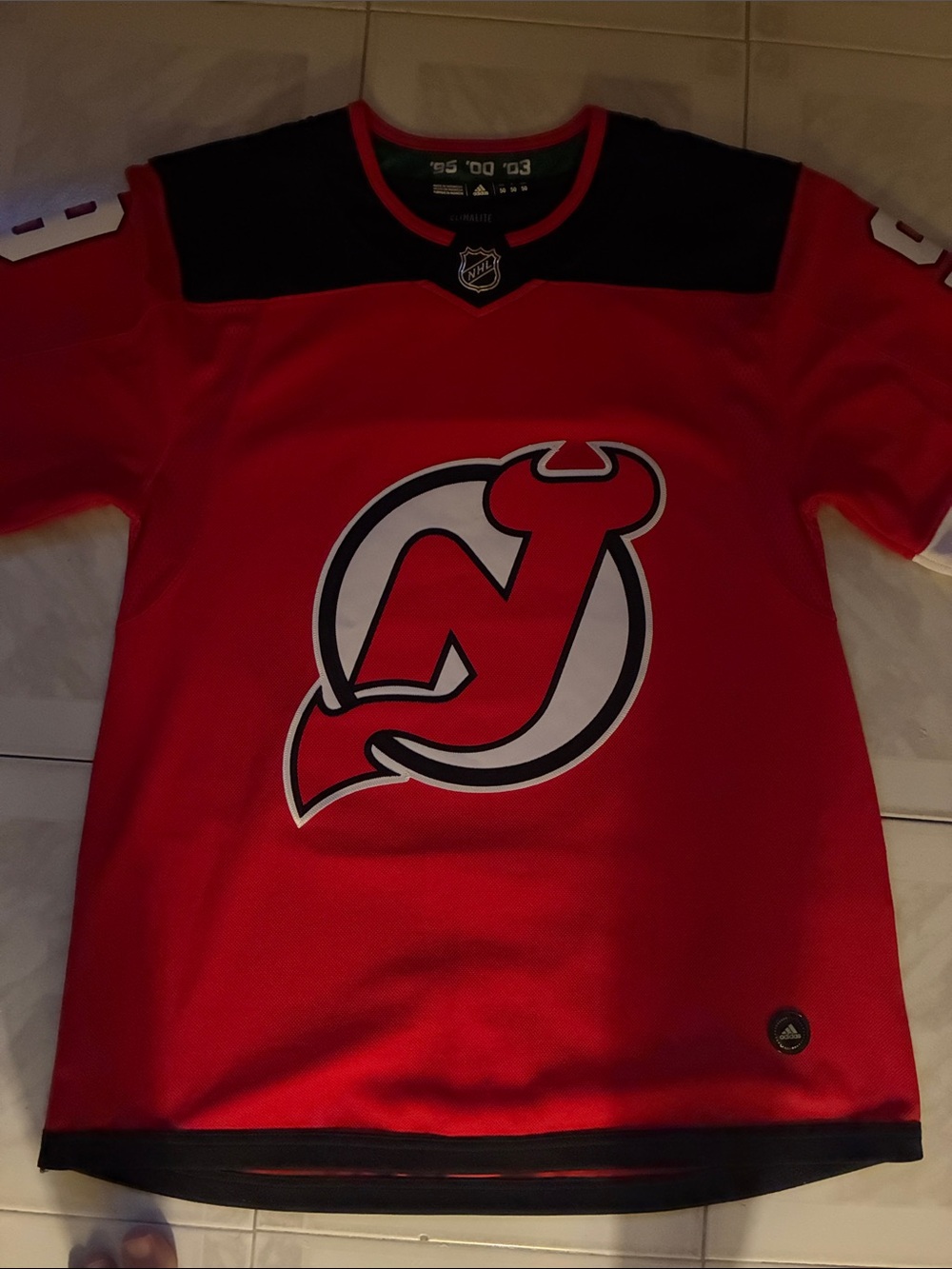 adidas Red and Black New Jersey Devils Youth Hockey Jersey